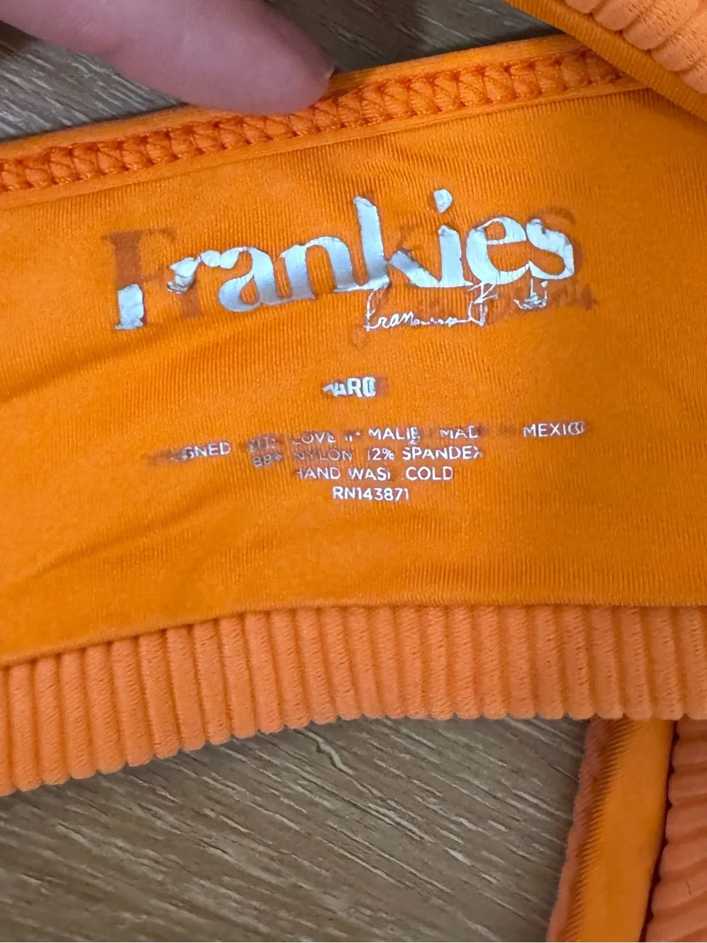 Frankie’s Orange Ribbed Knot Front Bikini Top & Bottom Set - Women Swim